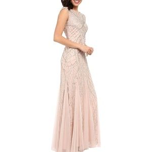 Adrianna Papell Blush Pink Beaded Gown w/ sequins